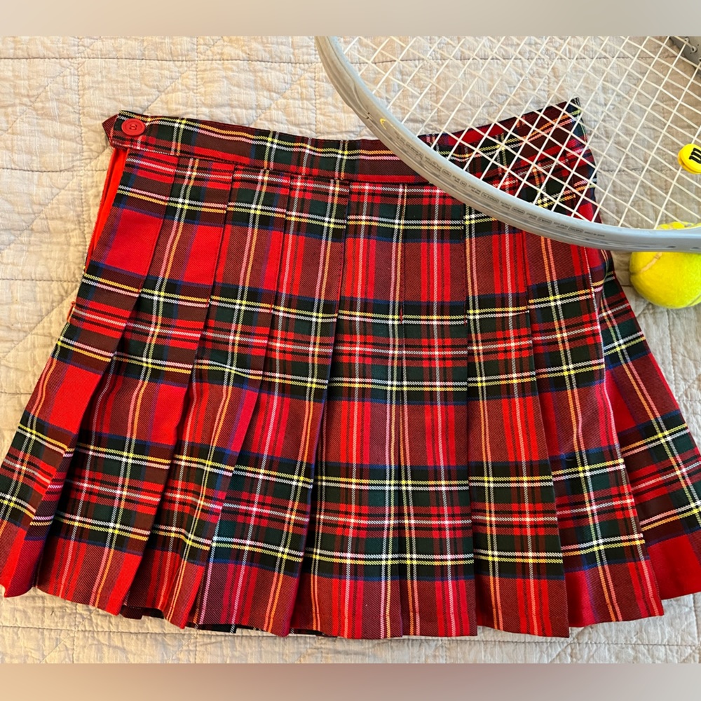Red plaid golf skort